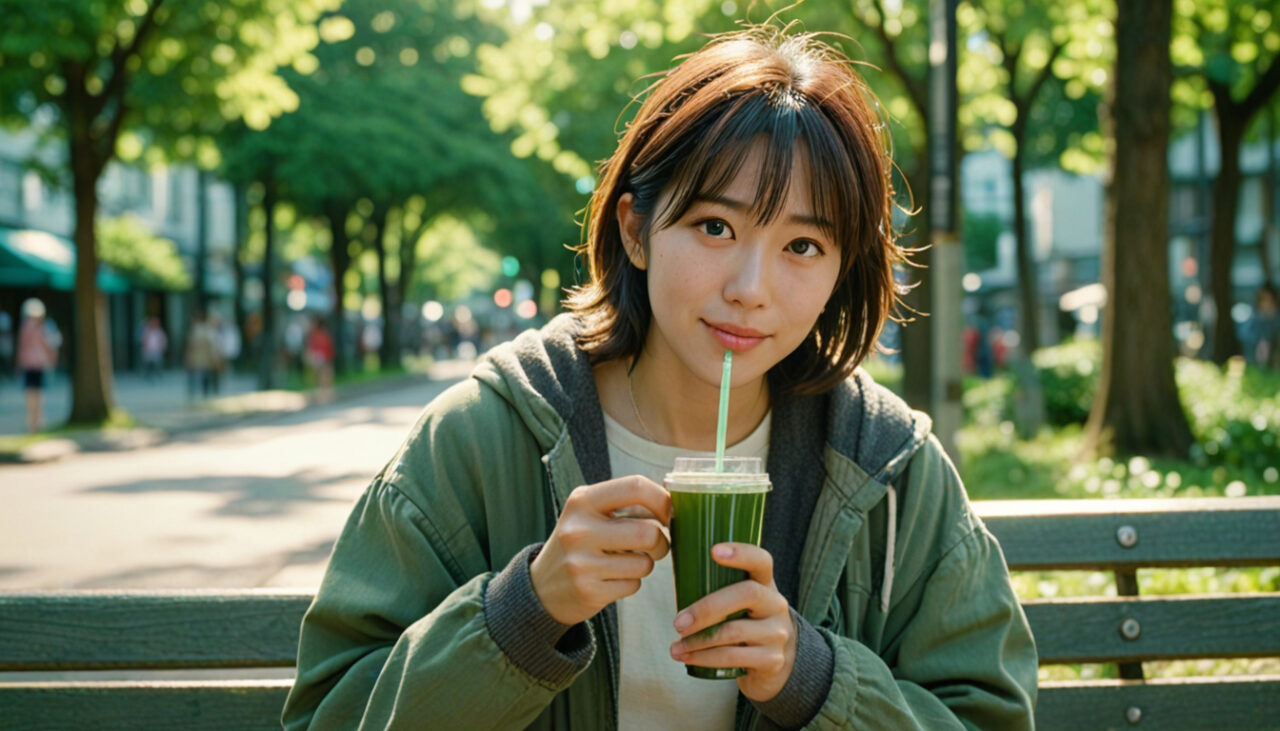 綾鷹を飲む女性